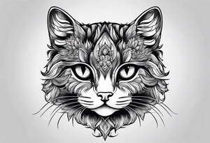 small Cat face, front on tattoo idea