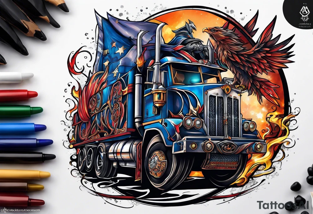 Harry Potter on steroids riding optimus prime tattoo idea