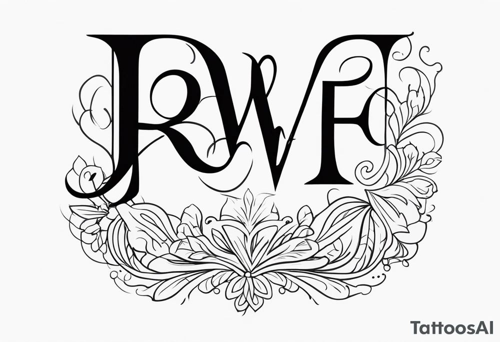 initials J M W E and a larger R tattoo idea