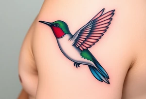 A hummingbird with a falcon’s tail (only red , blue and black are possible colors) tattoo idea