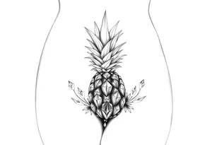 To cover pubic area vagina and anus using a  pineapple with diamonds  and magestic tattoo idea