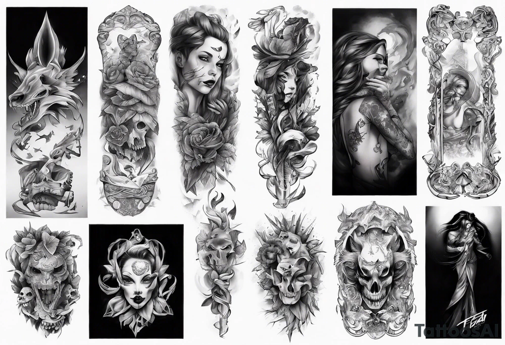 full arm sleeve tattoo
betrayal theme tattoo idea