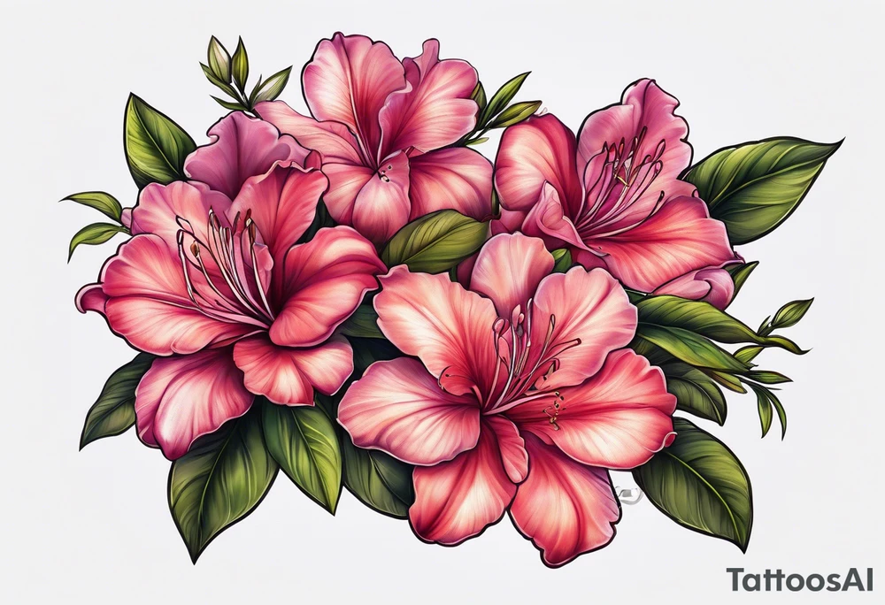 2 azalea flowers with branch tattoo idea