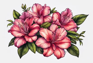 2 azalea flowers with branch tattoo idea