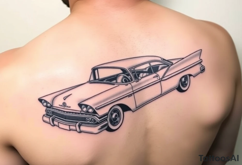 1956 Plymouth Belvedere car with shading tattoo idea