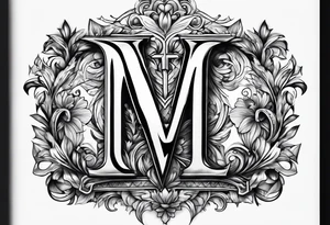 the letter M with the letter G hidden tattoo idea