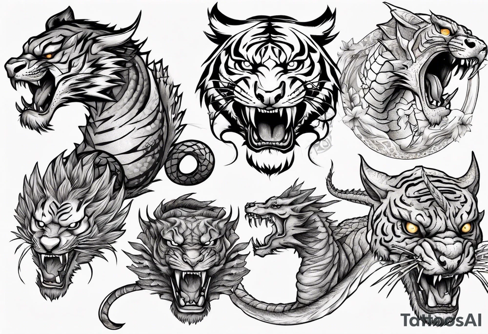 tiger fights dragon tattoo idea