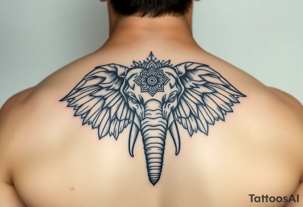 powerful majestic elephant head mandala tattoo idea