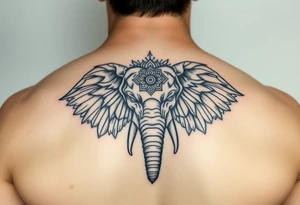 powerful majestic elephant head mandala tattoo idea