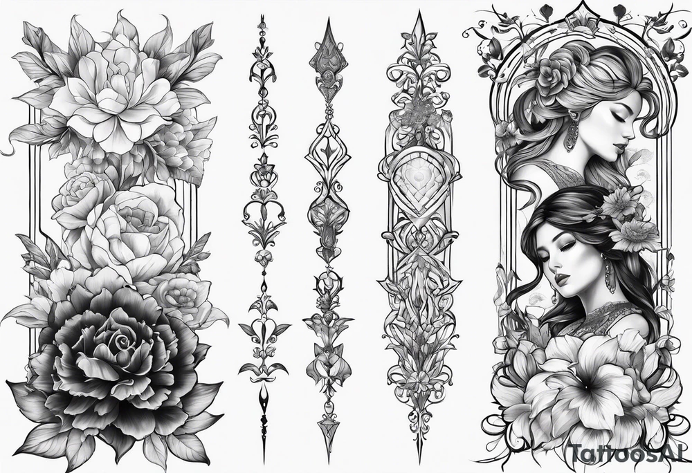 Floral Space Spine Tattoo tattoo idea