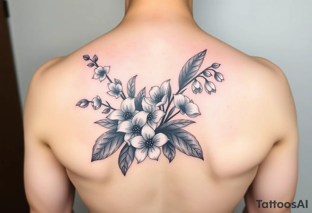 Larkspur and lily of the valley bouquet tattoo tattoo idea