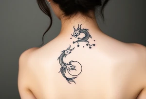 Dragon, coi fish, cherry blossom tree, ying yang tattoo idea