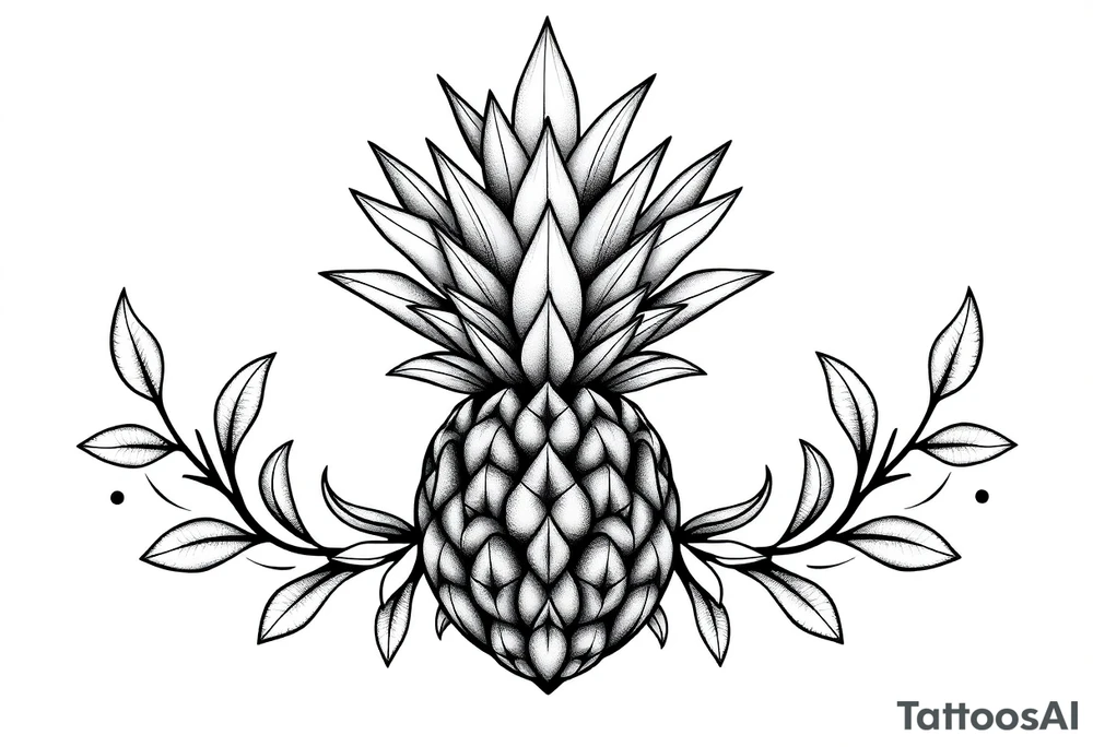 Bushy crown pineapple vagina, design to go over vagina , erotic vagina area design, anus to be at the bottom tattoo idea