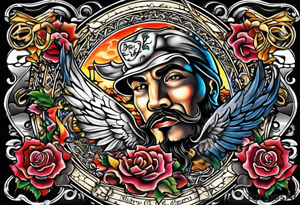Old school prisoner of freedom tattoo idea