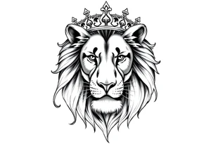 Female lion with crown tattoo idea