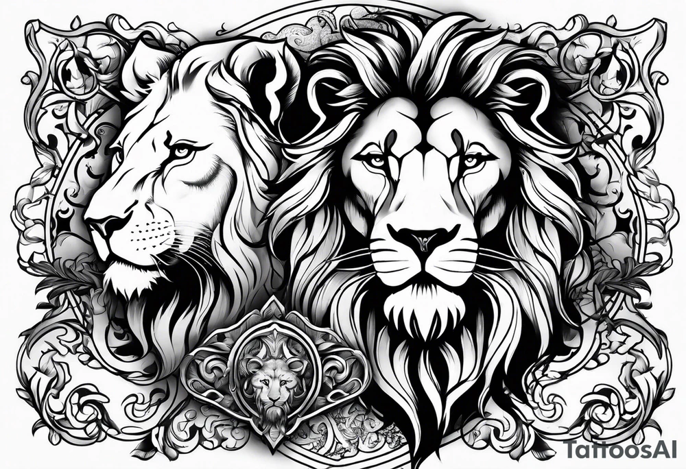3 aries & lion tattoo idea
