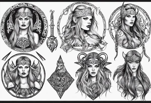 beautiful viking women topless tattoo idea