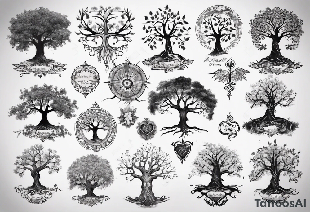 Tree of life with children names tattoo idea