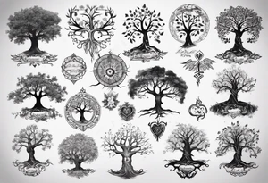 Tree of life with children names tattoo idea