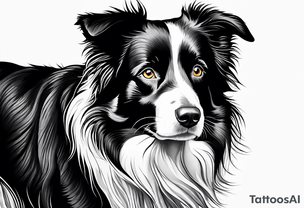 Border collie black with white nose. One eye open . One eye closed on the border collie tattoo idea