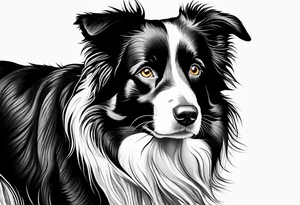 Border collie black with white nose. One eye open . One eye closed on the border collie tattoo idea