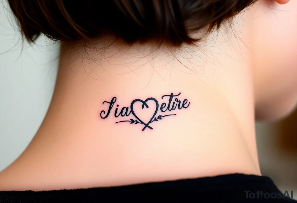 A beautiful calligraphic script of the couple’s initials, intertwined with a subtle heart-shaped flourish tattoo idea