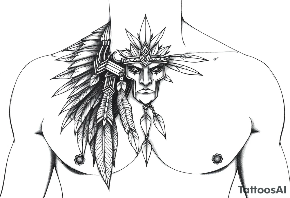 Warrior Indian left chest tattoo idea