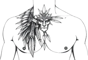 Warrior Indian left chest tattoo idea