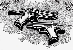 A murder scene of two guns man over the victims black siloets only tattoo idea