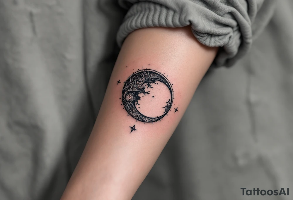 astrology moonsign aquarius in rough / mysterious aesthetic astrology inspired tattoo idea