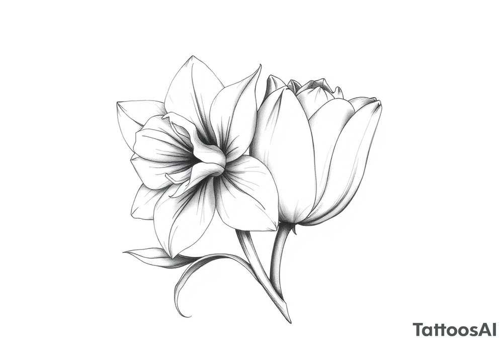 Daffodil and Tulip tattoo idea