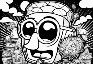 SpongeBob hanging with stone cold Steve austin tattoo idea