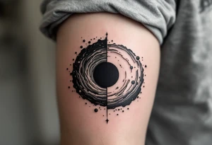 Two different universes on separate sides of a black hole tattoo idea