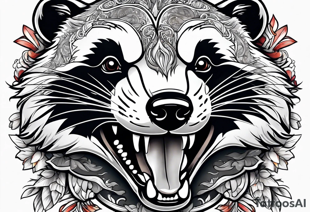 badger mouth open tattoo idea
