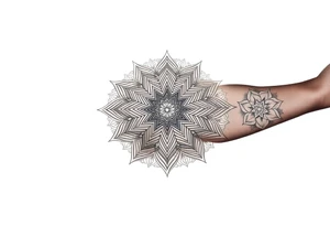 intricate mandala with sacred geometry and cosmic elements tattoo idea