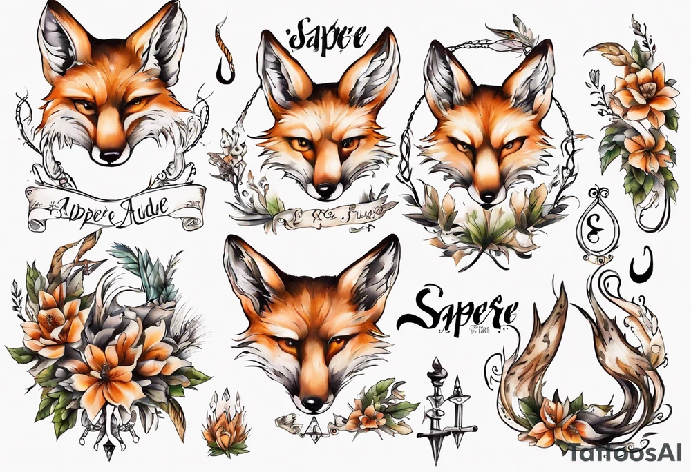 sapere aude  schrift und 
fuchs tattoo idea