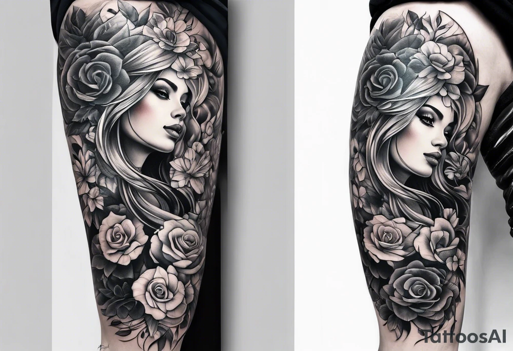 Full leg sleeve tattoo idea