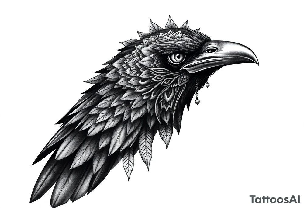 black raven with mandala tattoo idea