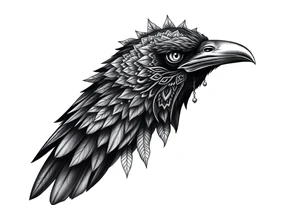 black raven with mandala tattoo idea