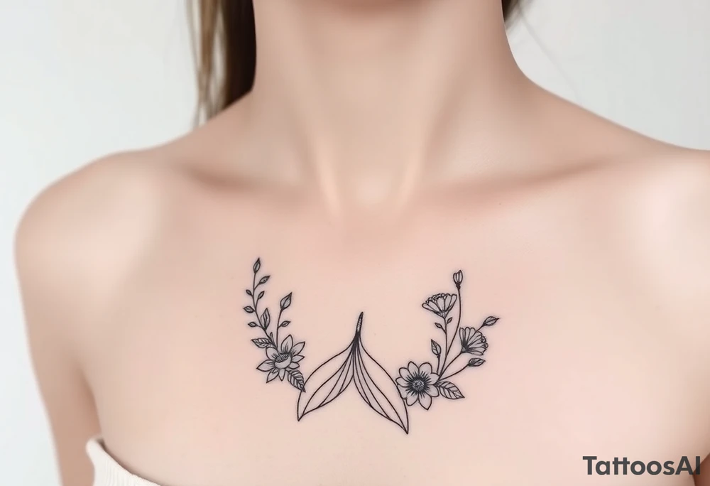 ethereal mermaid with flowing hair among coral and sea flowers tattoo idea