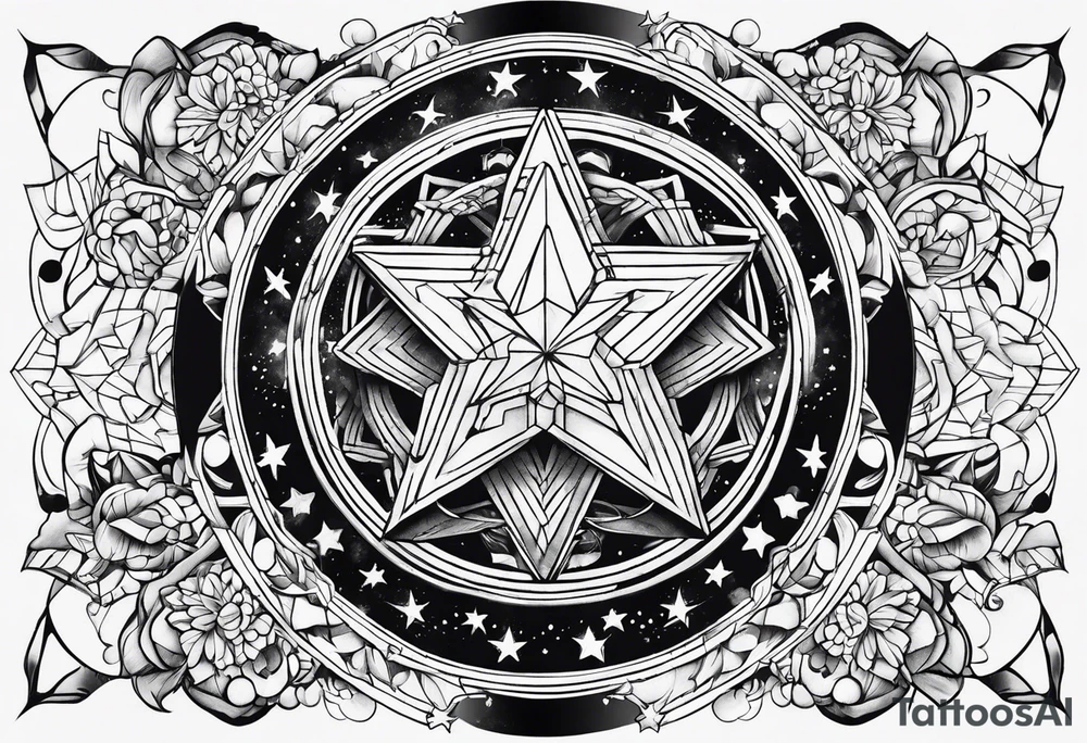 Tesseract and stars tattoo idea
