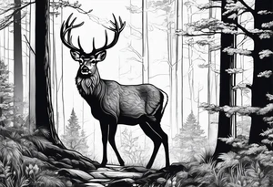 A deer that is in the woods tattoo idea