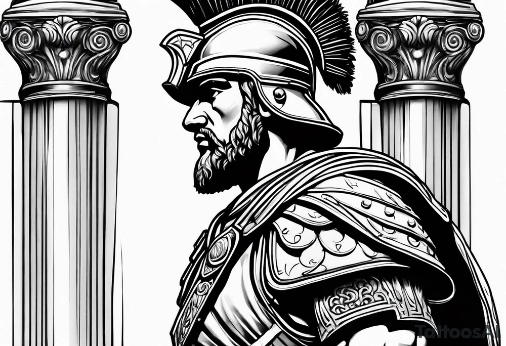 Roman solider looknig at pillars tattoo idea