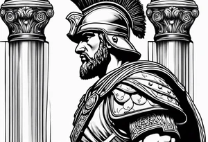 Roman solider looknig at pillars tattoo idea