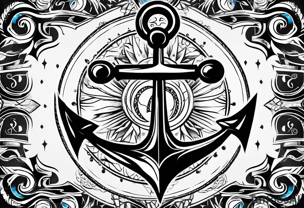 Simple Anchor with tribal tattoo idea