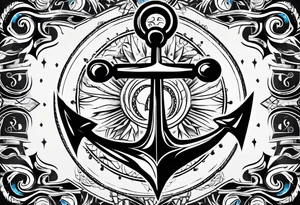 Simple Anchor with tribal tattoo idea