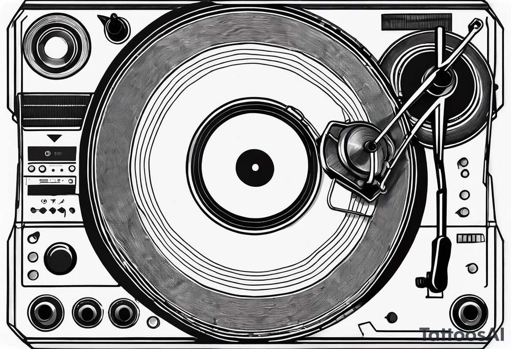 A recordplayer fineline minimalistic outline only tattoo idea A recordplayer fineline minimalistic outline only tattoo idea