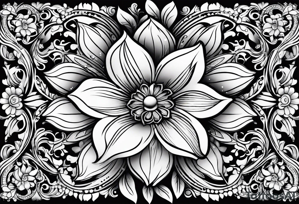 ornaments of flowers tattoo idea