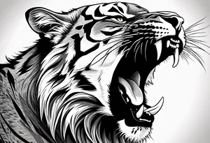 big cat roaring, no mane tattoo idea