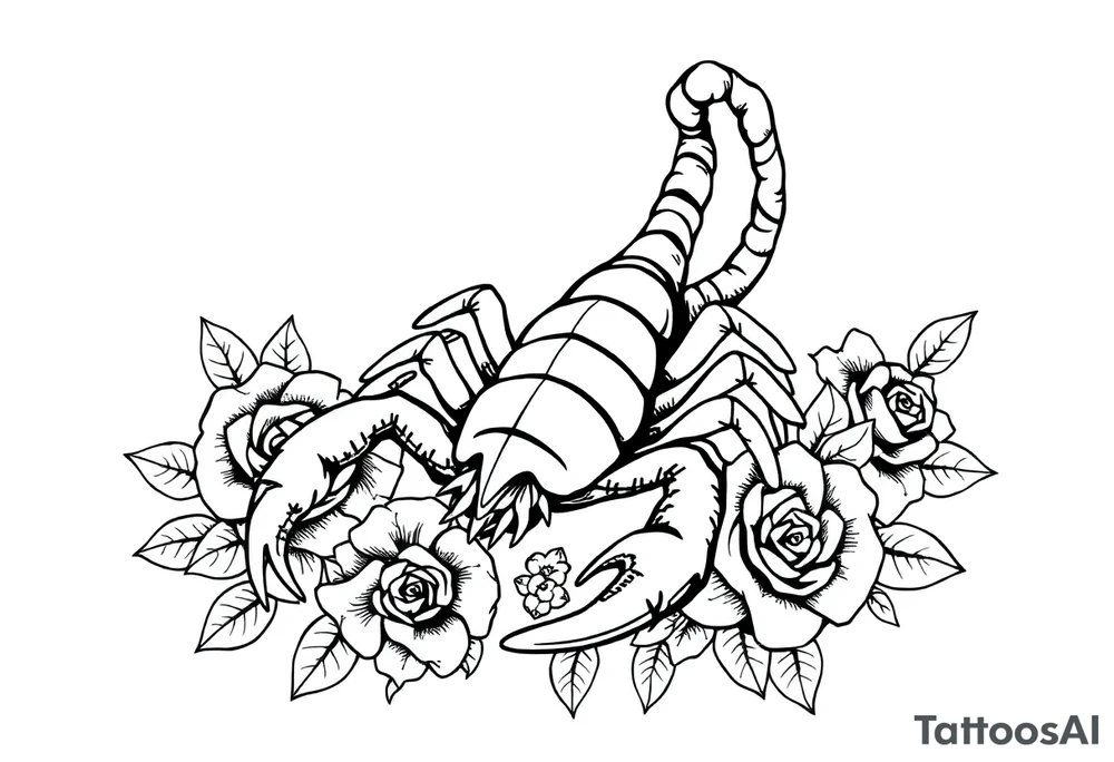 Scorpion with roses tattoo idea